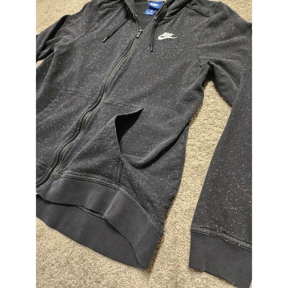 Rare Y2K Nike Speckled Hoodie Full‎ Zip Jacket Womens Medium Black - Picture 6 of 16